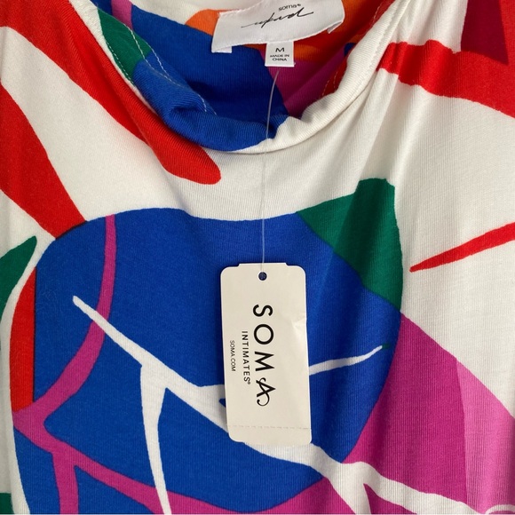 Soma Multicolored Palm Print Maxi Sundress w/Built-in Bra Size - Medium - Picture 3 of 12